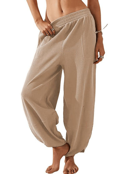 Pantalon ample décontracté pour femme, taille élastique, coupe large, style palazzo/harem, avec poches, pantalon de jogging ample, tenues pour professeurs, pantalon bohème, bas ample à jambes larges
