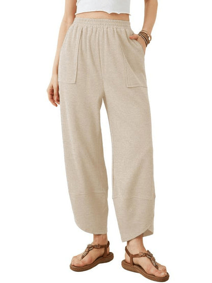 Pantalon ample décontracté pour femme, taille élastique, coupe large, style palazzo/harem, avec poches, pantalon de jogging ample, tenues pour professeurs, pantalon bohème, bas ample à jambes larges