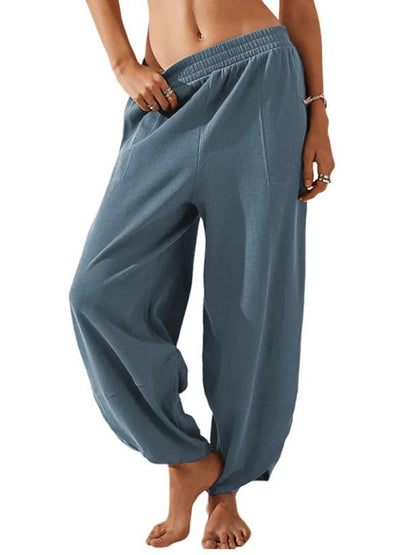 Pantalon ample décontracté pour femme, taille élastique, coupe large, style palazzo/harem, avec poches, pantalon de jogging ample, tenues pour professeurs, pantalon bohème, bas ample à jambes larges