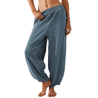 Pantalon ample décontracté pour femme, taille élastique, coupe large, style palazzo/harem, avec poches, pantalon de jogging ample, tenues pour professeurs, pantalon bohème, bas ample à jambes larges