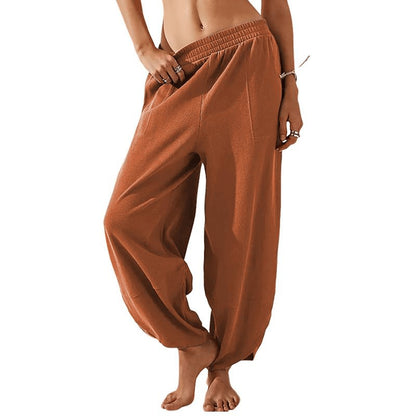 Pantalon ample décontracté pour femme, taille élastique, coupe large, style palazzo/harem, avec poches, pantalon de jogging ample, tenues pour professeurs, pantalon bohème, bas ample à jambes larges
