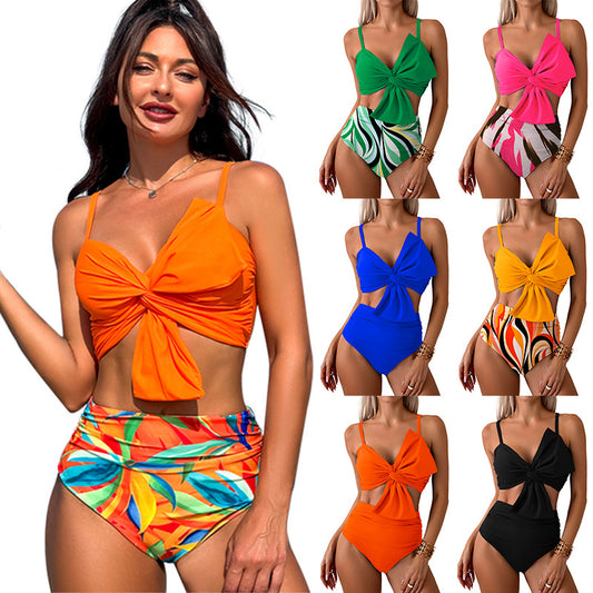 Womens Bikini Set High Waisted Swimwear Tie Knot High Rise Two Piece Swimsuits Bathing Suits - Seldom Seen Styles