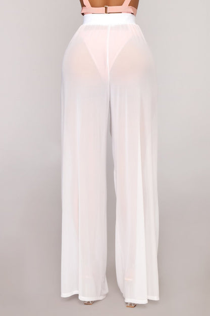 Damen-Überzugshose, transparente Bikinihose, Badeanzug-Überzug, Strandhose mit weitem Bein