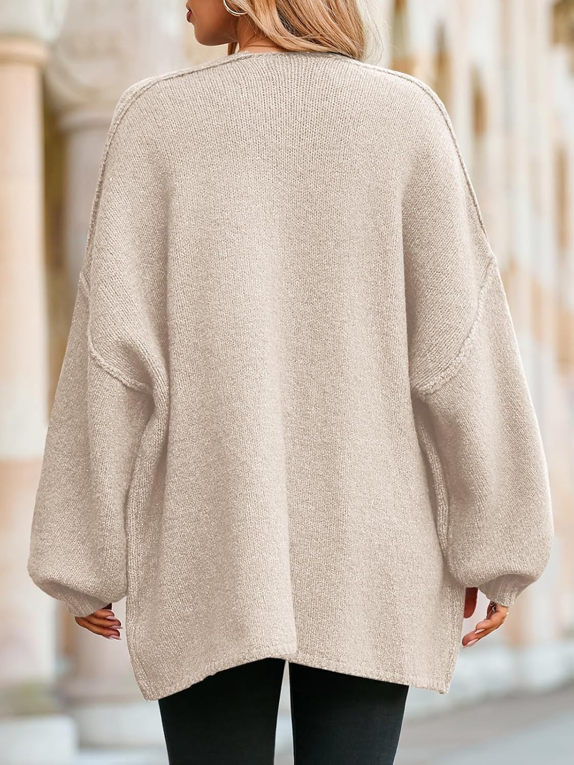 Womens Oversized Cardigan Sweaters Open Front Chunky Knit Casual Long Lantern Sleeve Fall Sweater Coats - Seldom Seen Styles