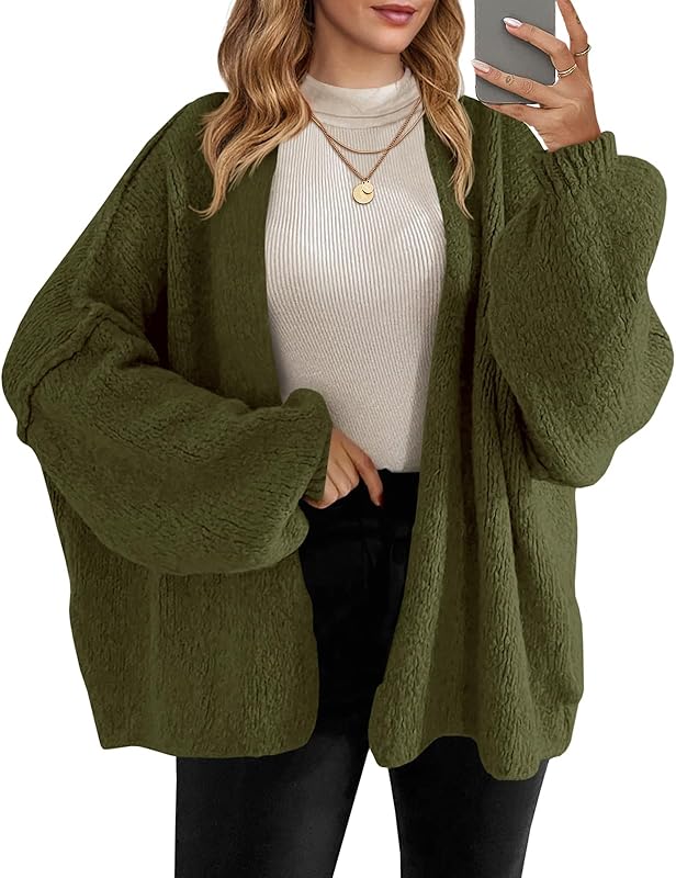 Womens Oversized Cardigan Sweaters Open Front Chunky Knit Casual Long Lantern Sleeve Fall Sweater Coats - Seldom Seen Styles