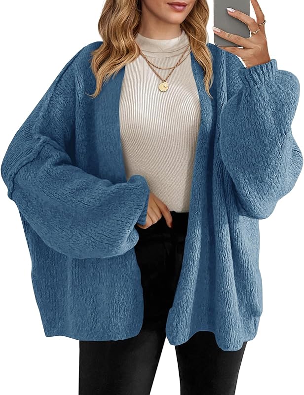 Womens Oversized Cardigan Sweaters Open Front Chunky Knit Casual Long Lantern Sleeve Fall Sweater Coats - Seldom Seen Styles