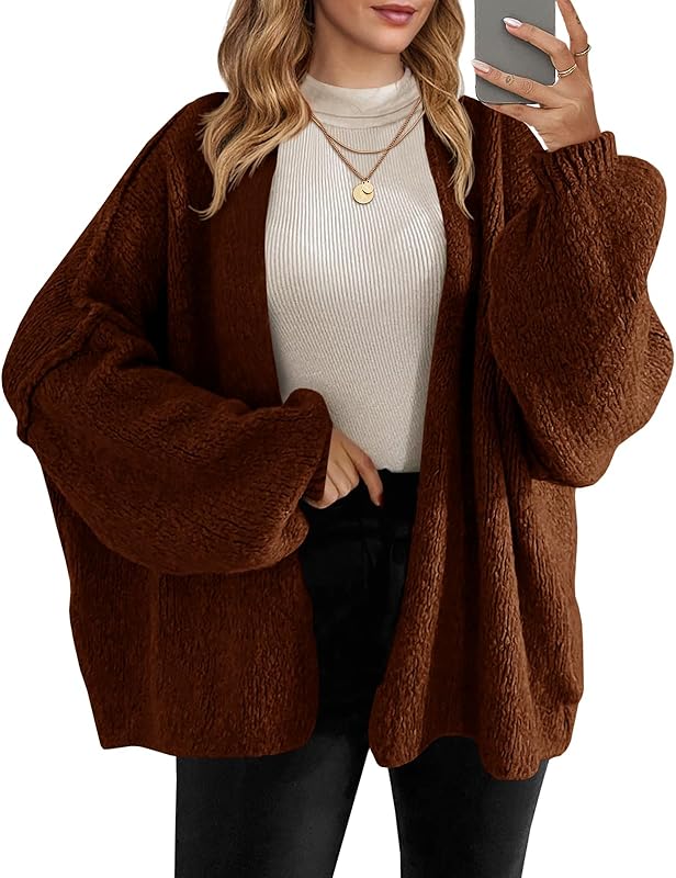Womens Oversized Cardigan Sweaters Open Front Chunky Knit Casual Long Lantern Sleeve Fall Sweater Coats - Seldom Seen Styles