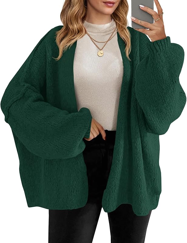 Womens Oversized Cardigan Sweaters Open Front Chunky Knit Casual Long Lantern Sleeve Fall Sweater Coats - Seldom Seen Styles