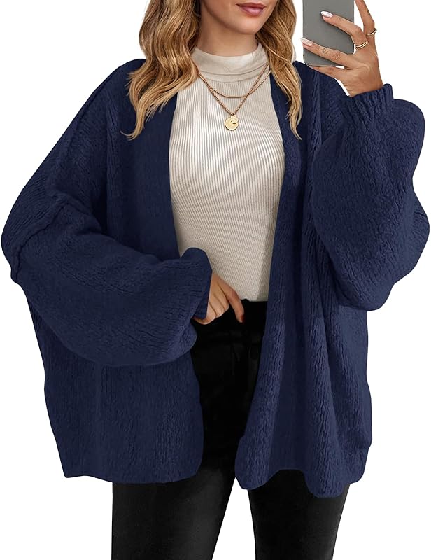 Womens Oversized Cardigan Sweaters Open Front Chunky Knit Casual Long Lantern Sleeve Fall Sweater Coats - Seldom Seen Styles