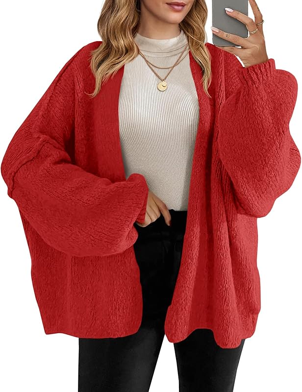 Womens Oversized Cardigan Sweaters Open Front Chunky Knit Casual Long Lantern Sleeve Fall Sweater Coats - Seldom Seen Styles