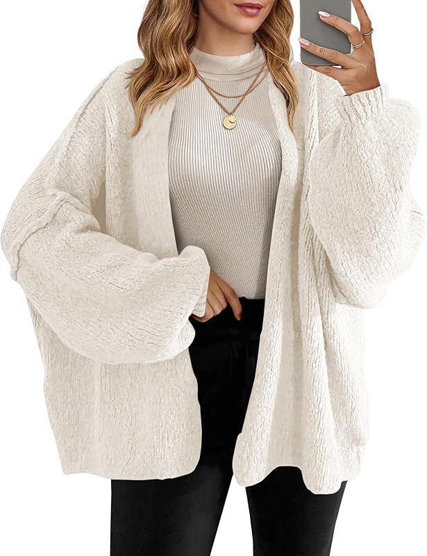 Womens Oversized Cardigan Sweaters Open Front Chunky Knit Casual Long Lantern Sleeve Fall Sweater Coats - Seldom Seen Styles