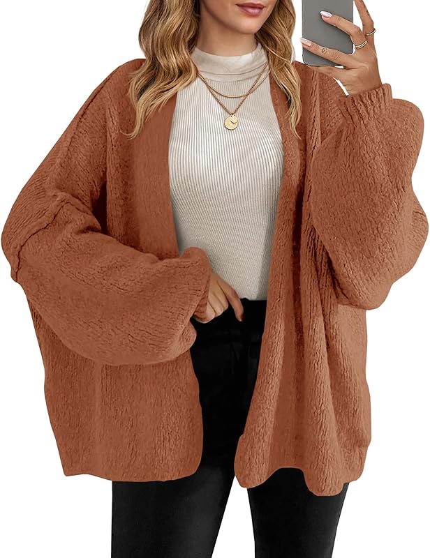 Womens Oversized Cardigan Sweaters Open Front Chunky Knit Casual Long Lantern Sleeve Fall Sweater Coats - Seldom Seen Styles