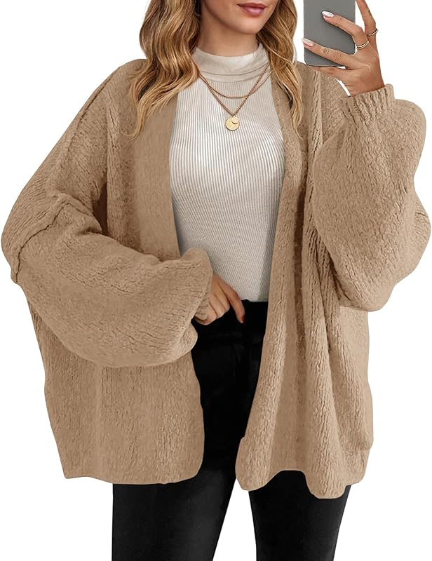 Womens Oversized Cardigan Sweaters Open Front Chunky Knit Casual Long Lantern Sleeve Fall Sweater Coats - Seldom Seen Styles