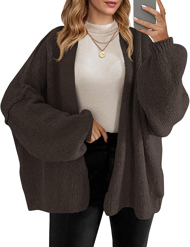 Womens Oversized Cardigan Sweaters Open Front Chunky Knit Casual Long Lantern Sleeve Fall Sweater Coats - Seldom Seen Styles