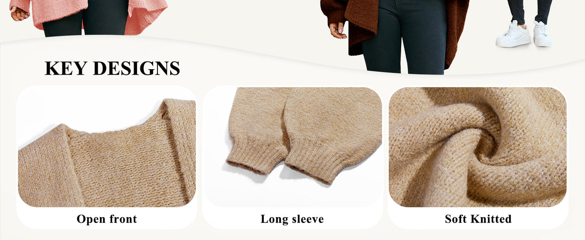 Womens Oversized Cardigan Sweaters Open Front Chunky Knit Casual Long Lantern Sleeve Fall Sweater Coats - Seldom Seen Styles