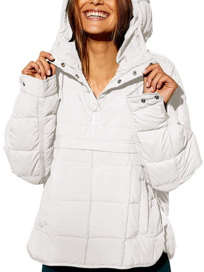 Doudoune matelassée oversize à capuche Dolman pour femme, pull à manches longues, haut léger et chaud