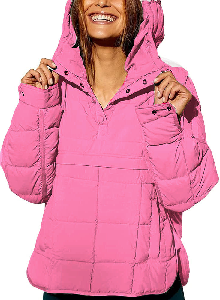 Womens Oversized Puffer Jacket Quilted Dolman Hoodies Pullover Long Sleeve Lightweight Warm Tops Coat - Seldom Seen Styles