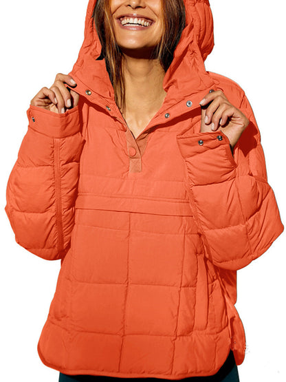 Doudoune matelassée oversize à capuche Dolman pour femme, pull à manches longues, haut léger et chaud
