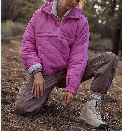 Doudoune matelassée oversize à capuche Dolman pour femme, pull à manches longues, haut léger et chaud