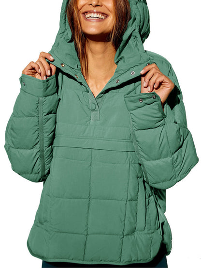 Doudoune matelassée oversize à capuche Dolman pour femme, pull à manches longues, haut léger et chaud