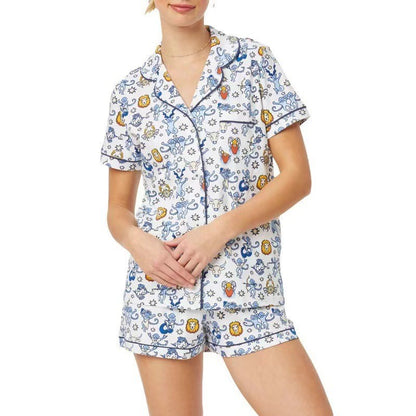 Womens Pajamas Set, 2PCS Button Down Vacation Monkey Beach Shorts Set Y2k Loungewear Pjs for Birthday Valentines Gift - Seldom Seen Styles