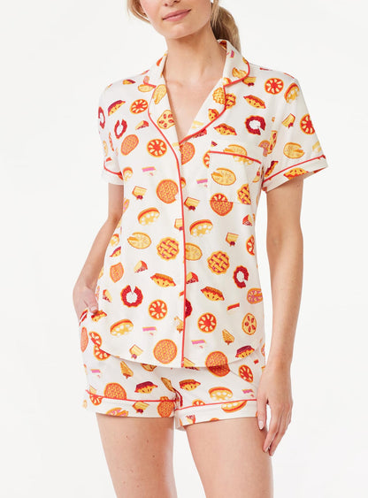 Womens Pajamas Set, 2PCS Button Down Vacation Monkey Beach Shorts Set Y2k Loungewear Pjs for Birthday Valentines Gift - Seldom Seen Styles