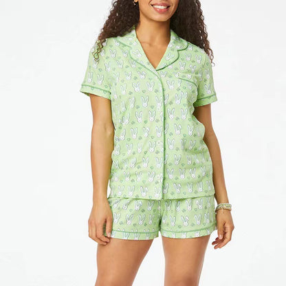 Womens Pajamas Set, 2PCS Button Down Vacation Monkey Beach Shorts Set Y2k Loungewear Pjs for Birthday Valentines Gift - Seldom Seen Styles