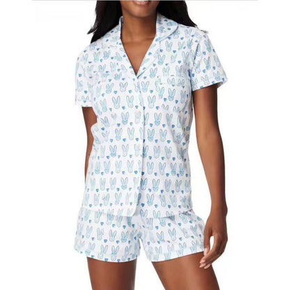 Womens Pajamas Set, 2PCS Button Down Vacation Monkey Beach Shorts Set Y2k Loungewear Pjs for Birthday Valentines Gift - Seldom Seen Styles