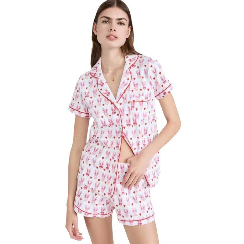 Womens Pajamas Set, 2PCS Button Down Vacation Monkey Beach Shorts Set Y2k Loungewear Pjs for Birthday Valentines Gift - Seldom Seen Styles