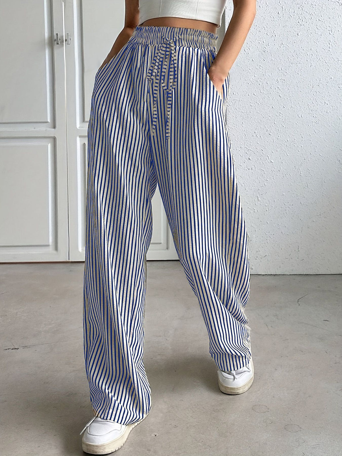 Womens Pants Elastic Waist Floral Lightweight Palazzo Pants for Women Casual Lounge Wide Leg Pants Woman - Seldom Seen Styles
