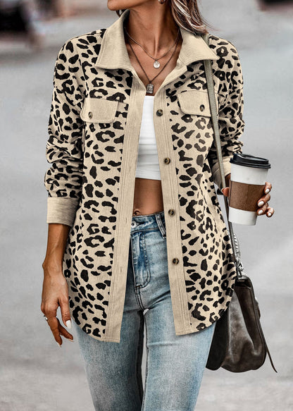 Womens Shacket Jacket Casual Leopard Print Cardigans Coat Oversized Button Down Long Sleeve Shirt 2024 Fashion Outfits