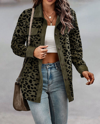 Womens Shacket Jacket Casual Leopard Print Cardigans Coat Oversized Button Down Long Sleeve Shirt 2024 Fashion Outfits