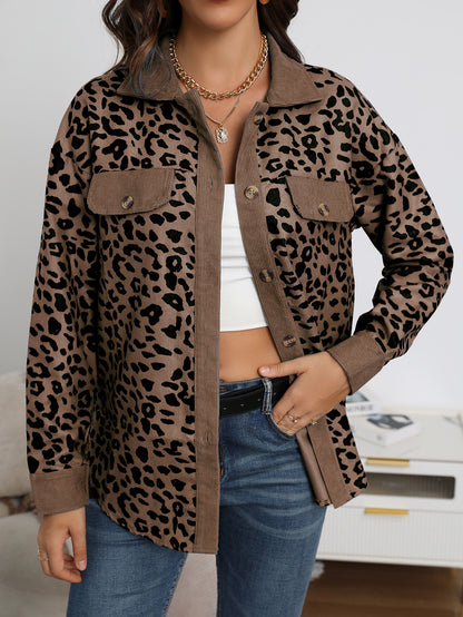 Womens Shacket Jacket Casual Leopard Print Cardigans Coat Oversized Button Down Long Sleeve Shirt 2024 Fashion Outfits
