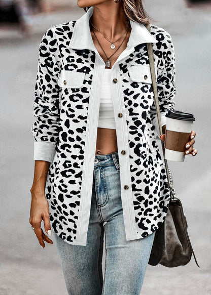 Womens Shacket Jacket Casual Leopard Print Cardigans Coat Oversized Button Down Long Sleeve Shirt 2024 Fashion Outfits