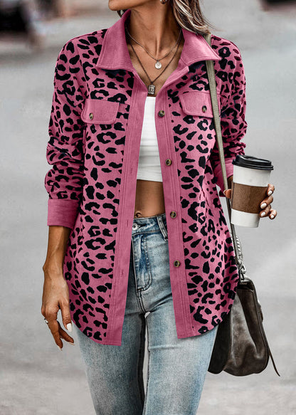 Womens Shacket Jacket Casual Leopard Print Cardigans Coat Oversized Button Down Long Sleeve Shirt 2024 Fashion Outfits