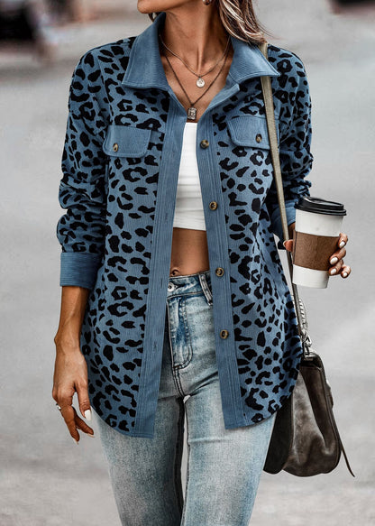 Womens Shacket Jacket Casual Leopard Print Cardigans Coat Oversized Button Down Long Sleeve Shirt 2024 Fashion Outfits