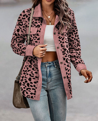 Womens Shacket Jacket Casual Leopard Print Cardigans Coat Oversized Button Down Long Sleeve Shirt 2024 Fashion Outfits