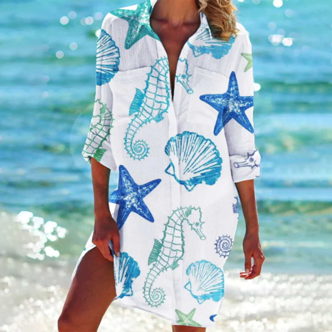Shirt Dress with Tie-Dye Print and Button-Down Front, Lightweight Breathable Fabric - Seldom Seen Styles