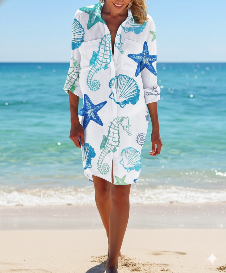 Shirt Dress with Tie-Dye Print and Button-Down Front, Lightweight Breathable Fabric - Seldom Seen Styles