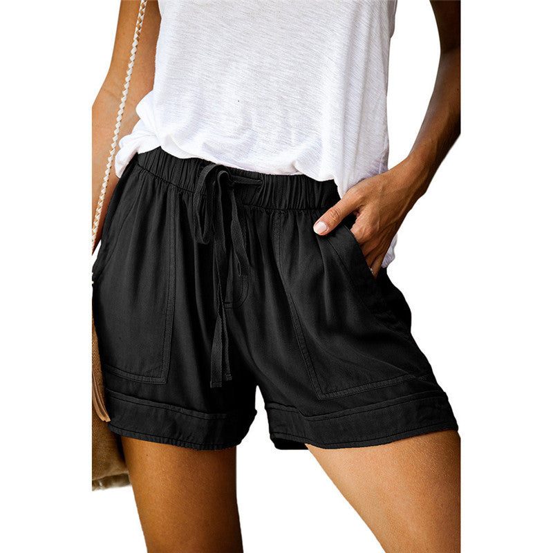 Womens Summer Shorts Leopard/Camo/Solid/Floral Print Elastic Waist Pocketed Casual Pants - Seldom Seen Styles