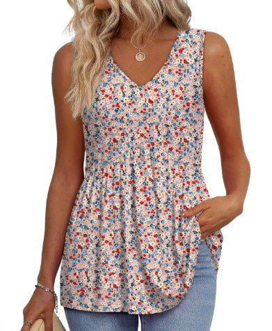 Débardeurs Femme 2025 Débardeurs Peplum Fluides pour Femme Débardeurs Habillés sans Manches Col V Style Babydoll