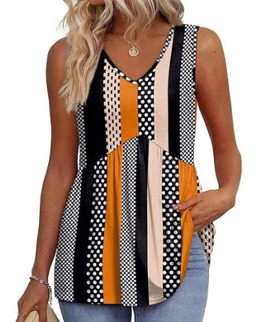 Débardeurs Femme 2025 Débardeurs Peplum Fluides pour Femme Débardeurs Habillés sans Manches Col V Style Babydoll