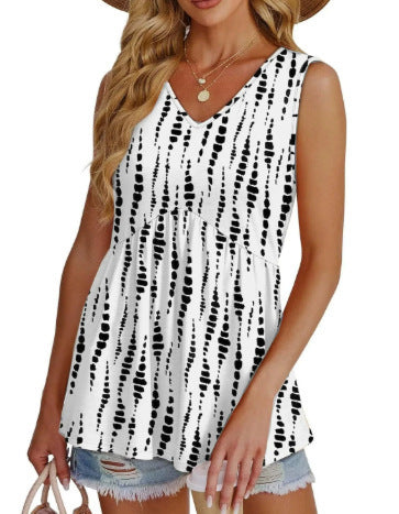 Débardeurs Femme 2025 Débardeurs Peplum Fluides pour Femme Débardeurs Habillés sans Manches Col V Style Babydoll