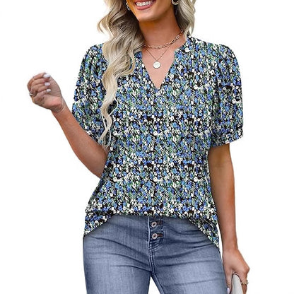 Womens Tops Summer Short Sleeve V Neck Blouses Business Casual Loose Fit Tshirts Trendy Fashion Outfits