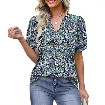 Womens Tops Summer Short Sleeve V Neck Blouses Business Casual Loose Fit Tshirts Trendy Fashion Outfits