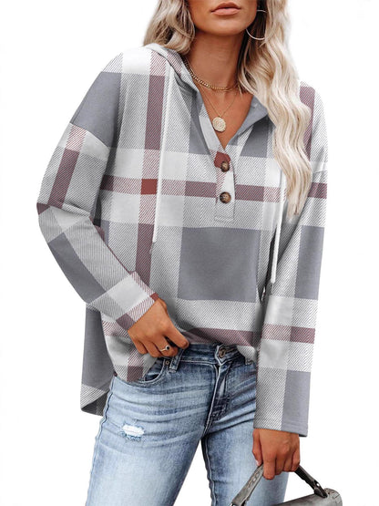 Haut pour femme col en V boutonné, pull pour femme, hauts à manches longues, tenues d'automne 2025, coupe ample