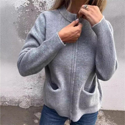 Cardigans zippés pour femmes Col rond Vestes tendance Manches longues Tenues Mode automne 2025 Vêtements d'hiver