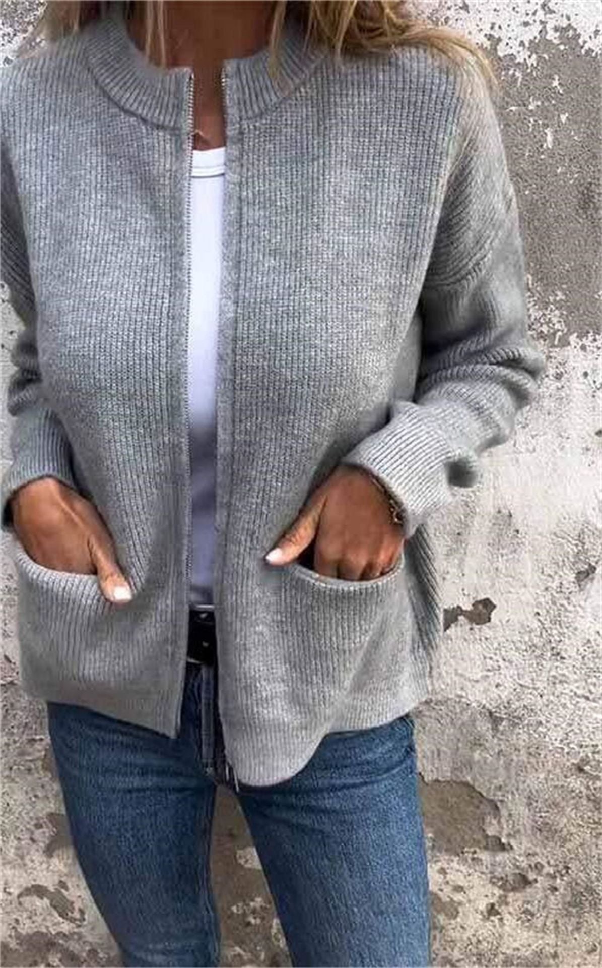 Womens Zip Up Cardigan Sweaters Crew Neck Trendy Jackets Long Sleeve Outfits Fall Fashion 2025 Winter Clothing - Seldom Seen Styles