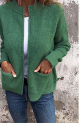 Cardigans zippés pour femmes Col rond Vestes tendance Manches longues Tenues Mode automne 2025 Vêtements d'hiver