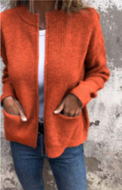 Cardigans zippés pour femmes Col rond Vestes tendance Manches longues Tenues Mode automne 2025 Vêtements d'hiver